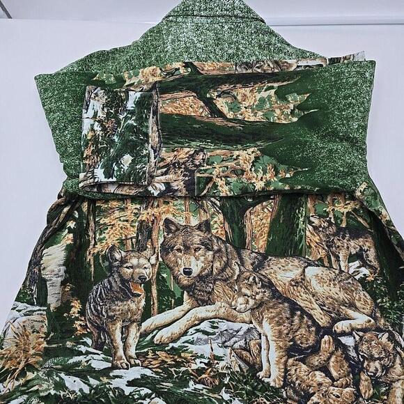 Vtg Whales Friends Button Up Embellished 100 Cotton Jacket Wolves Collared - Picture 11 of 12